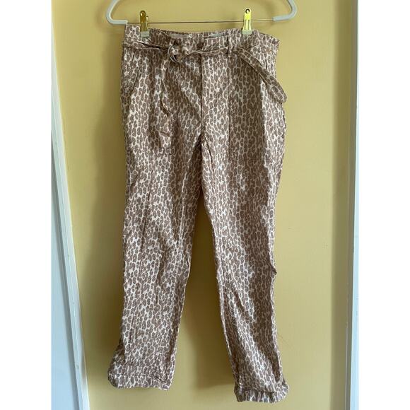 Anthropologie The Wanderer Utility Pant in Brown Tan Leopard Sz 29 Linen Blend - Picture 2 of 10